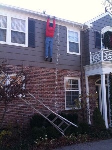 A homeowner on the roof